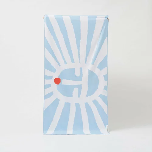 Sunnylife Modra brisača za plažo Sun Face, 175 x 90 cm