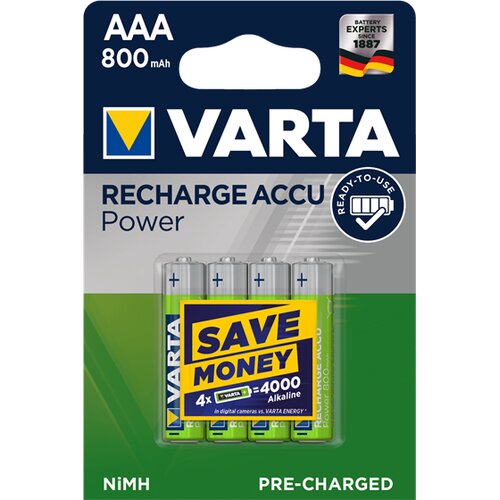 Varta RECHARGE ACCU Power AAA 800 mAh - 4 kosi - 1 k. Cene