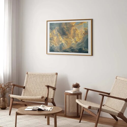  Plakat Last Breath of the Day: Clouds Illuminated by Evening Glow 60x40 Zlatni okvir s margom Slike
