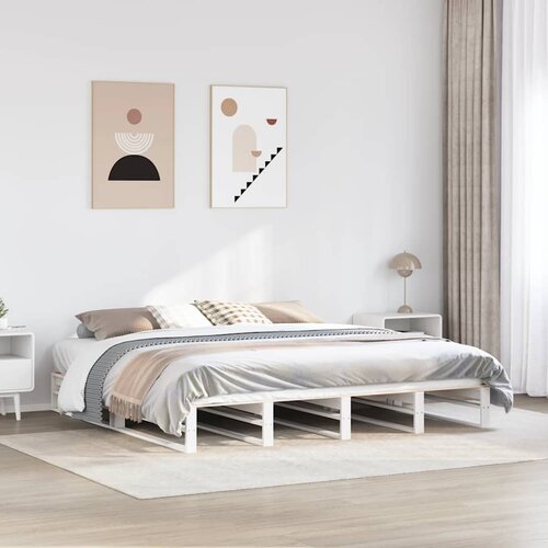 Furnova Posteljni okvir brez vzmetnice bel 200x200 cm trdna borovina, (21941635) Slike