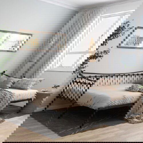VidaXL Okvir za krevet na razvlačenje crni metalni 90 x 200 cm Slike