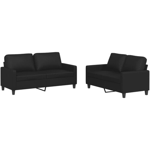 Maison Chic Sedežna garnitura - kavč 2-delna z blazinami črno umetno usnje, (21729307) Cene