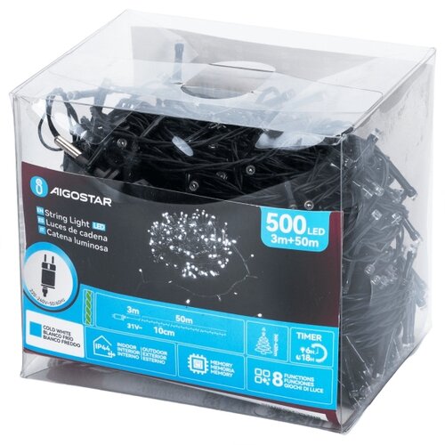 Aigostar led spoljni lanac 500 LED/8 funkcija 53m IP44 hladna bela Slike