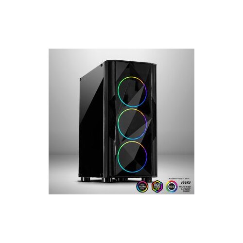 InterTech Case A-3401 ChevronRGB gaming, 3x RGB fans,Acrylic glass front panel Slike