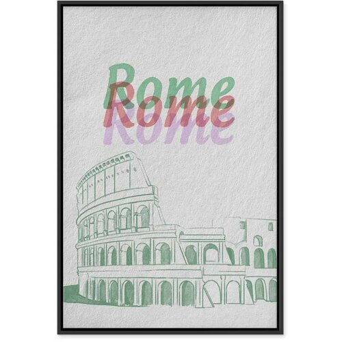  Slika - Rome in Watercolours (1 Part) Vertical 40x60 U crnom drvenom okviru Slike