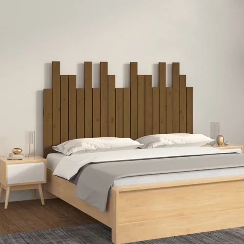  Uzglavlje za krevet boja meda 127,5x3x80 cm masivna borovina