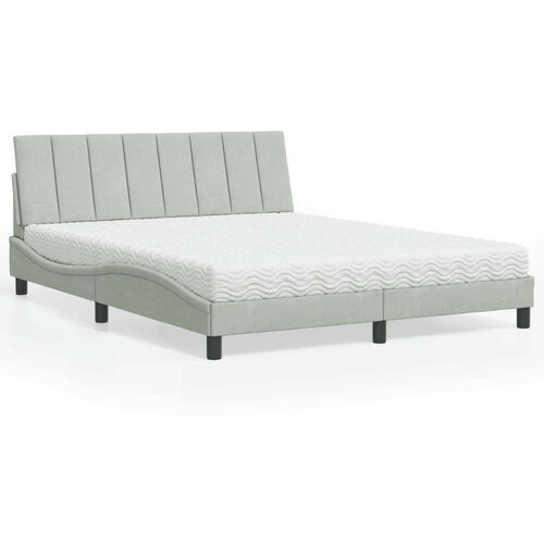 VidaXL Krevet s madracem svjetlosivi 160x200 cm bar&amp;scaron;unasti Slike