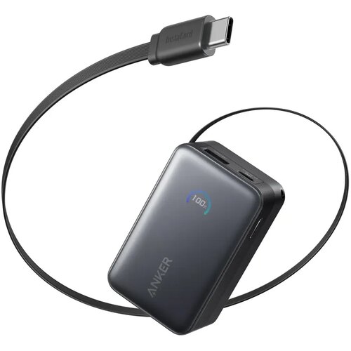 Anker Nano Power Bank 10000mAh 45W sa ugrađenim USB-C kablom na izvlačenje crni Slike