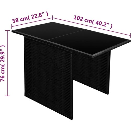  3-dijelni bistro set od poliratana s jastucima crni Slike