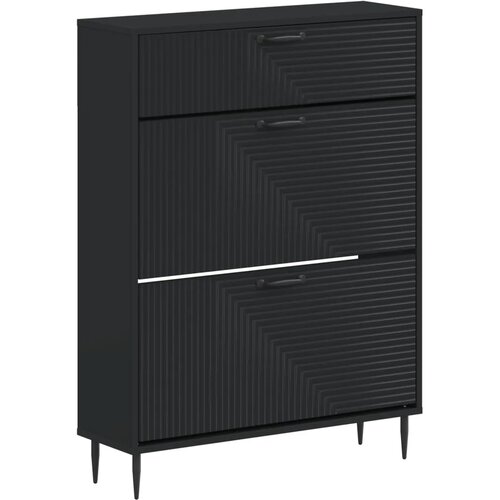  Ormar za cipele HAARLEM 78 x 24 x 103 cm Konstruirano drvo Crna - Crna Slike