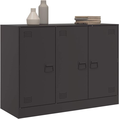  Komoda crna 99 x 39 x 73 cm čelična Slike