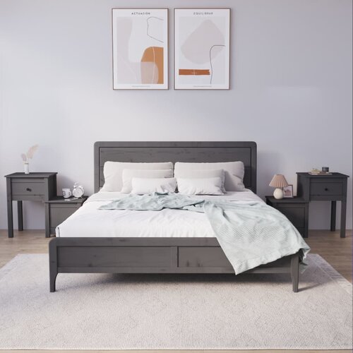 VidaXL Noćni ormarići 2 kom sivi 79,5x38x65,5 cm od masivne borovine Slike