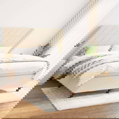  Box spring postelja z vzmetnico krem 140x200 cm blago, (20897178) Slike