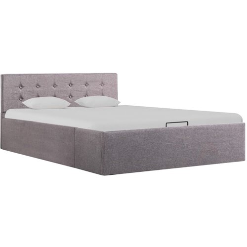 VidaXL Hidraulični okvir za krevet od tkanine smeđe-sivi 120 x 200 cm Slike