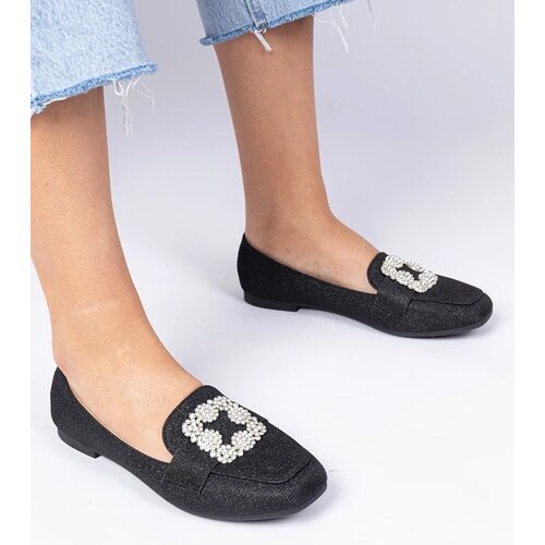 D/CEO marka niezdefiniowana Black glitter moccasins with rhinestones Sawelia Slike
