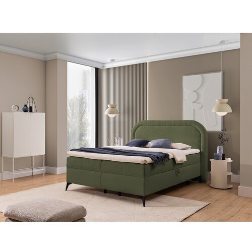 Ropez Zelena boxspring postelja s prostorom za shranjevanje 200x200 cm Ornes &amp;ndash; Slike