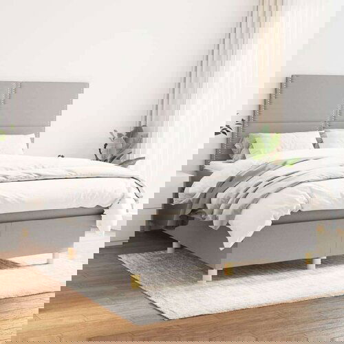  Box spring postelja z vzmetnico svetlo siva 140x200 cm blago, (20723871) Slike
