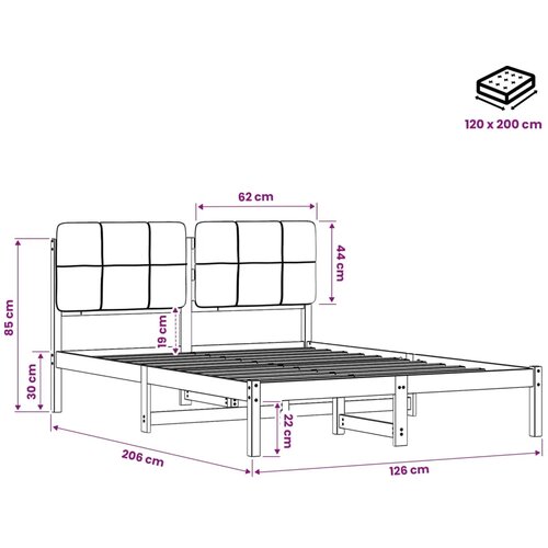  Krevetni okvir s tapiciranim uzglavljem Prirodna i svjetlosiva - Prirodna i svjetlosiva 120 x 200 cm Slike