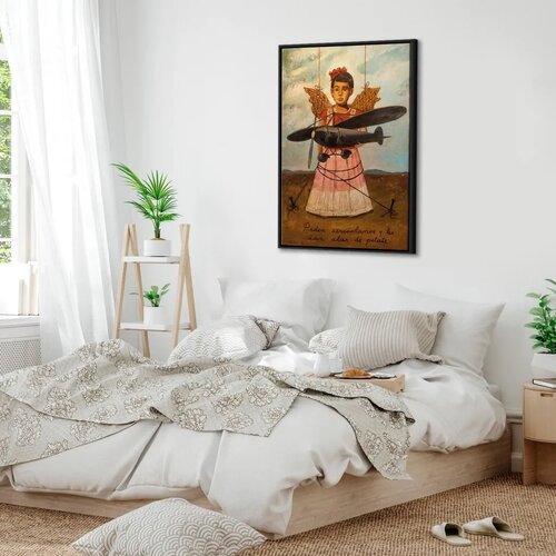  Slika - Frida Kahlo &amp;ndash; They Asked for Planes and Got Straw Wings 60x90 U crnom drvenom okviru Slike