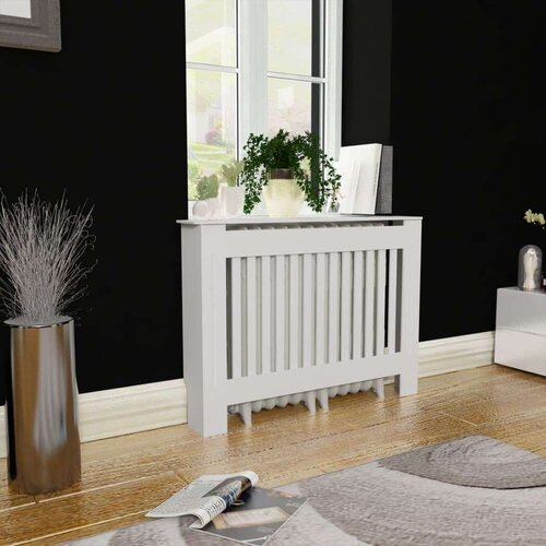 VidaXL bijeli mdf za&amp;scaron;titni pokrov za radijator 112 cm Slike