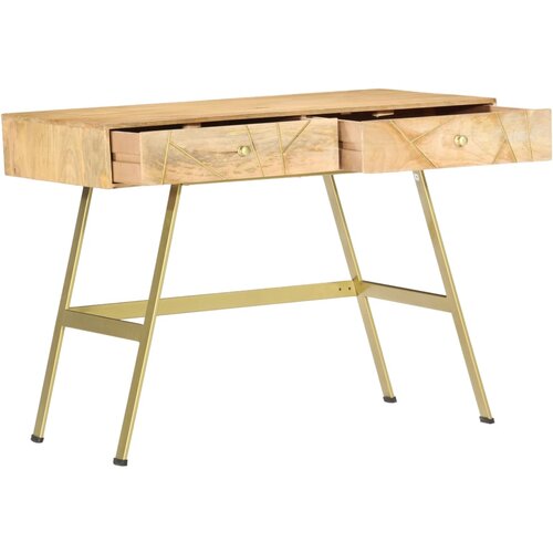 Maison Chic Pisalna miza - pisarni&amp;scaron;ka miza - Računalni&amp;scaron;ka miza s predali 100x55x75 cm trden mangov les, (21785225) Slike