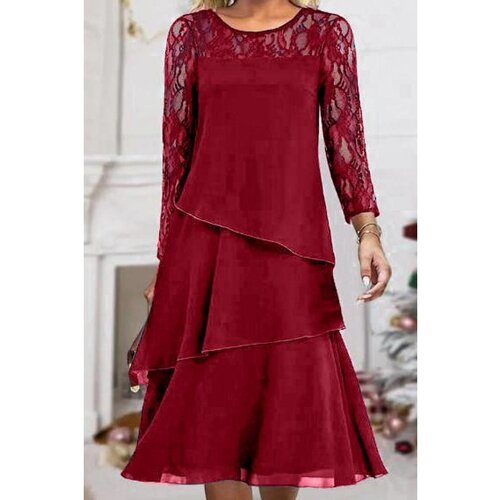 Fenzy Elegantna Obleka S Čipko, Bordo Cene