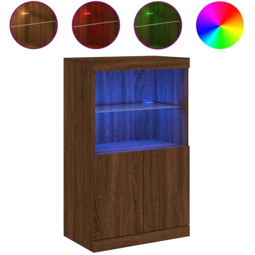 Maison Chic Komoda - Predalnik z LED lučkami dimljen rjav hrast 60,5x37x100 cm, (21722404) Cene