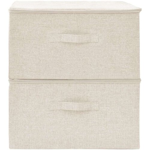 VidaXL Kutije za pohranu 2 kom od tkanine 43 x 34 x 23 cm krem Slike