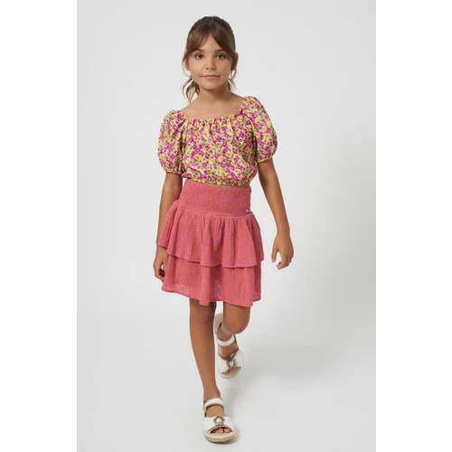 Mayoral Dječje pamučna haljina boja: ružičasta, mini, širi se prema dolje