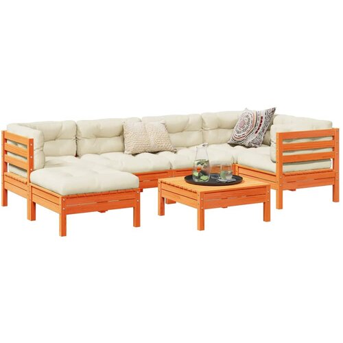 vidaXL 7-dijelni set vrtnih sofa s jastucima voštano smeđi od borovine Cene