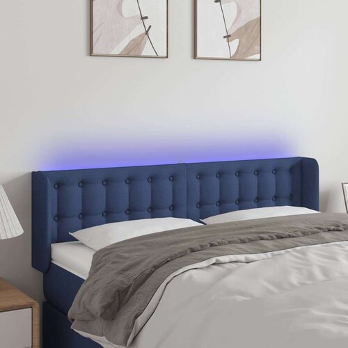  LED posteljno vzglavje modro 147x16x78/88 cm blago, (20936213) Slike