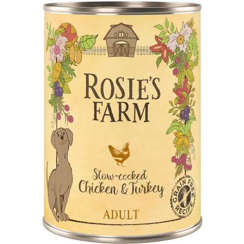 Rosie's Farm Ekonomično pakiranje Adult 24 x 400 g - piletina i puretina