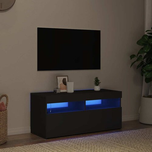 TV ormarić s LED svjetlima crni 90x35x40 cm Cijene
