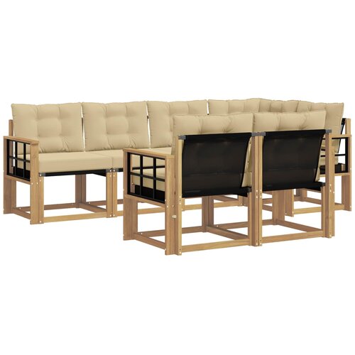 vidaXL Zunanja garnitura za sedenje z blazino 7 pcs Bela in bež, (5000272100) Cene