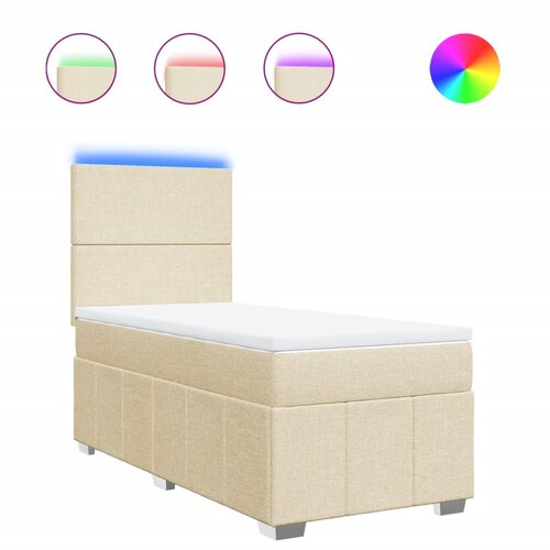 vidaXL Box spring postelja z vzmetnico krem 80x200 cm blago, (21310781) Cene