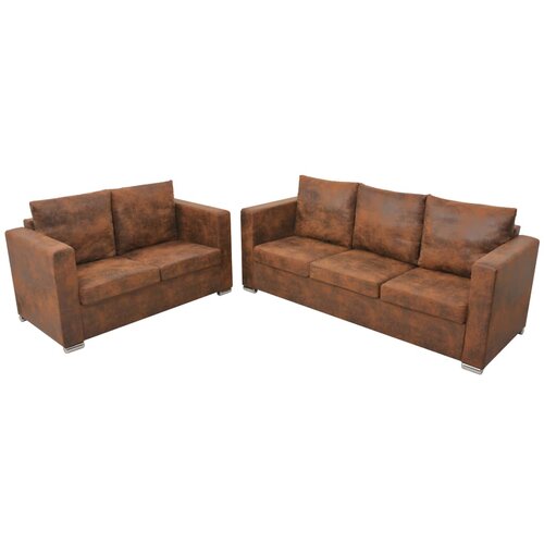 VidaXL 2-dijelni set sofa od umjetne bru&amp;scaron;ene kože Slike