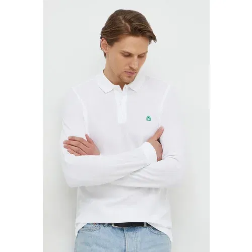 United Colors Of Benetton Pamučna majica dugih rukava boja: bijela, bez uzorka