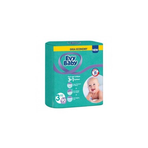  Pelene za bebe Evy baby Giant 3 Maxi 5 - 9kg, 90kom, 3u1 Cene