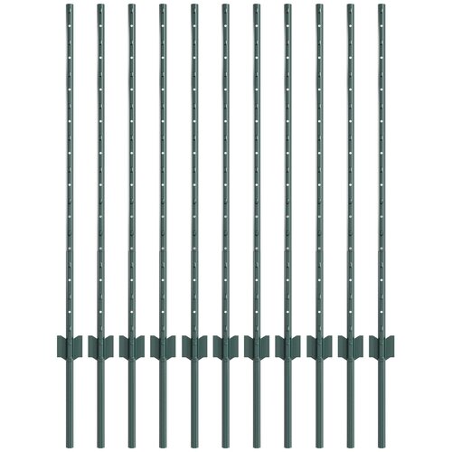 VidaXL Ograjne stebre 11 pcs U-kanal zelena 100 cm jeklo Slike
