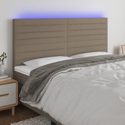 VidaXL LED posteljno vzglavje taupe 160x5x118/128 cm blago Slike