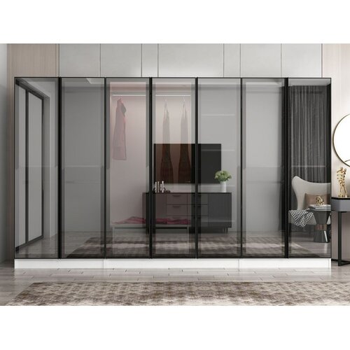 Hanah home ormar sa reflektujućim staklom Nisa 20642, 315 cm, beli Cene
