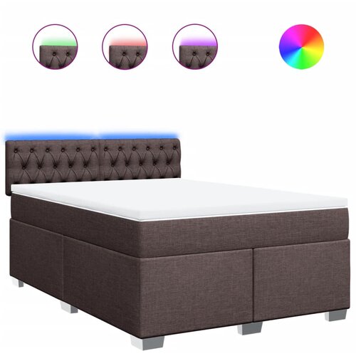 VidaXL Krevet s oprugama i madracem tamnosmeđi 140 x 190 cm od tkanine Slike