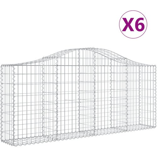 vidaXL Obokane gabion košare 6 kosov 200x30x80/100 cm pocinkano železo, (20757925) Cene