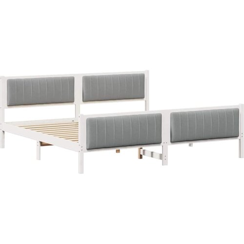  Okvir kreveta s uzglavljem Bijela i svijetlosiva 200 x 200 cm Slike