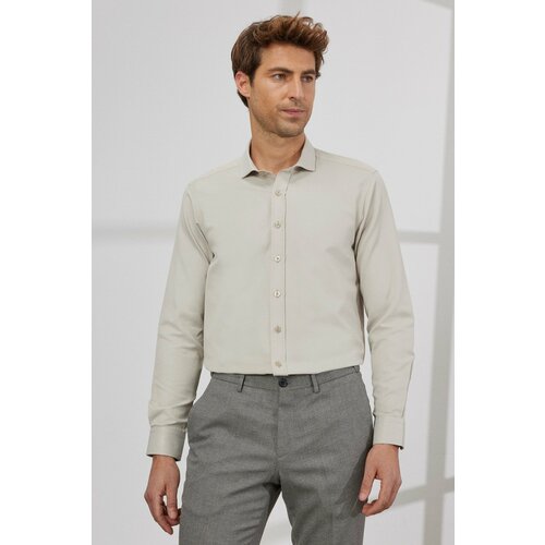 AC&Co / Altınyıldız Classics Men's Beige Slim Fit Slim Fit Italian Collar Dobby Shirt. Cene