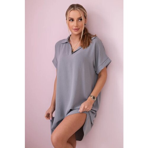 Kesi Włoski V-neck dress with collar grey Cijene