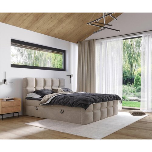 XORA POSTELJA Z VZMETNICO 140 cm x 200 cm , tekstil rjavosiva Slike