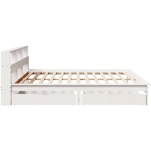 VidaXL Krevet s regalom z knjige bez madraca bijeli 180x200cm borovina Slike