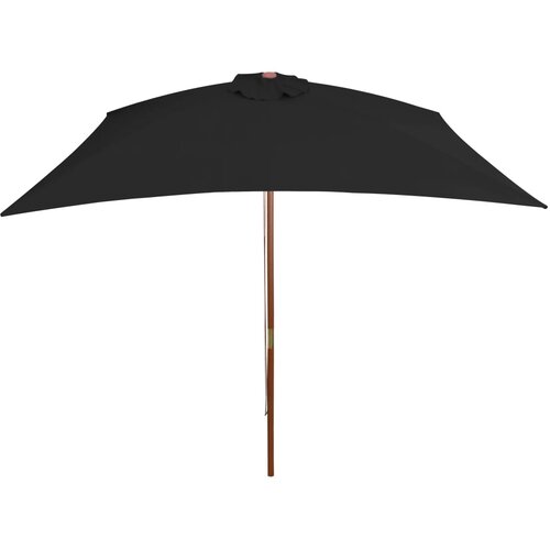  Vrtni suncobran s drvenim stupom 200 x 300 cm crni Slike