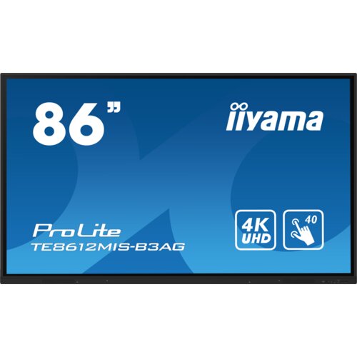 Iiyama monitor 86&amp;quot; iiWare10 , Android 11, 40-Points PureTouch IR with zero bonding, 3840x2160, UHD VA panel, Metal Housing, Fan-less, Speakers 2x 16W front, VGA, HDMI 3x HDMI-out, USB-C with 65W PD (front), Audio mini-jack and Optical Out (S/PDIF), USB Touch Interf - TE Slike